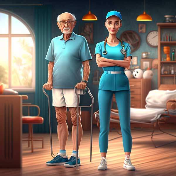 Unterstützung bei sanfter Gymnastik zur Förderung der Mobilität.